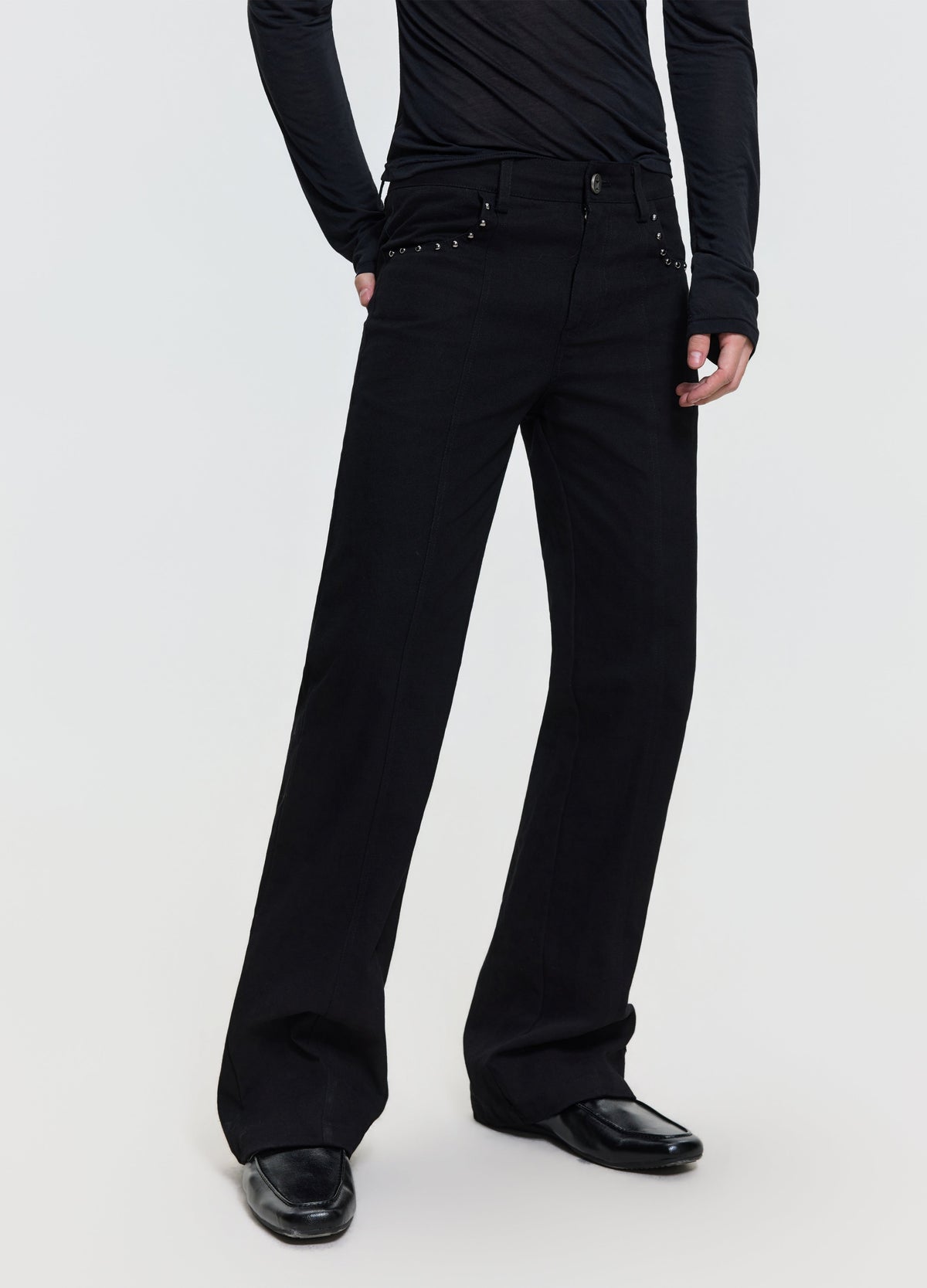 26FW STUDDED PANEL DENIM