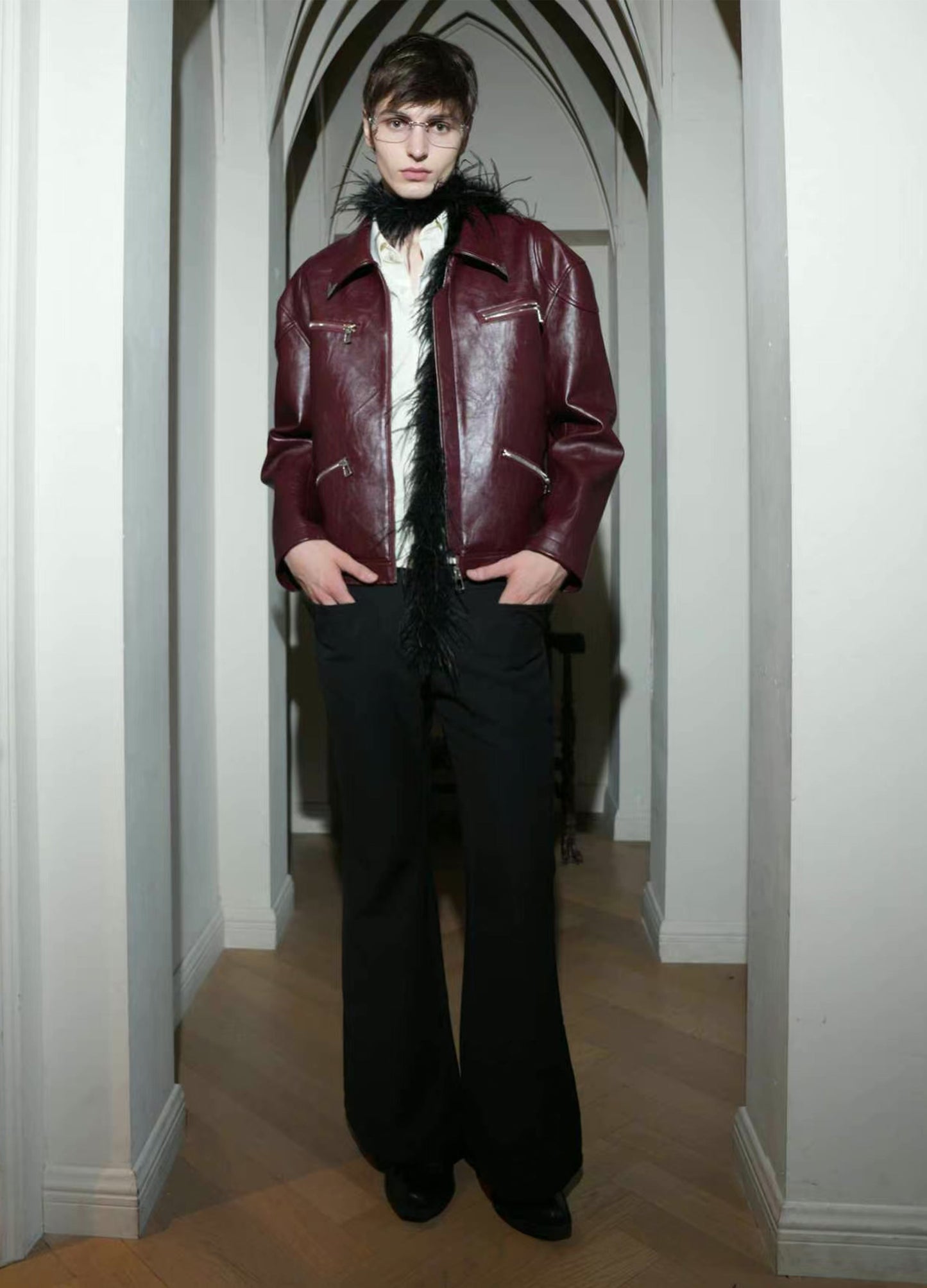 BAROQUE ZIP LEATHER JACKET