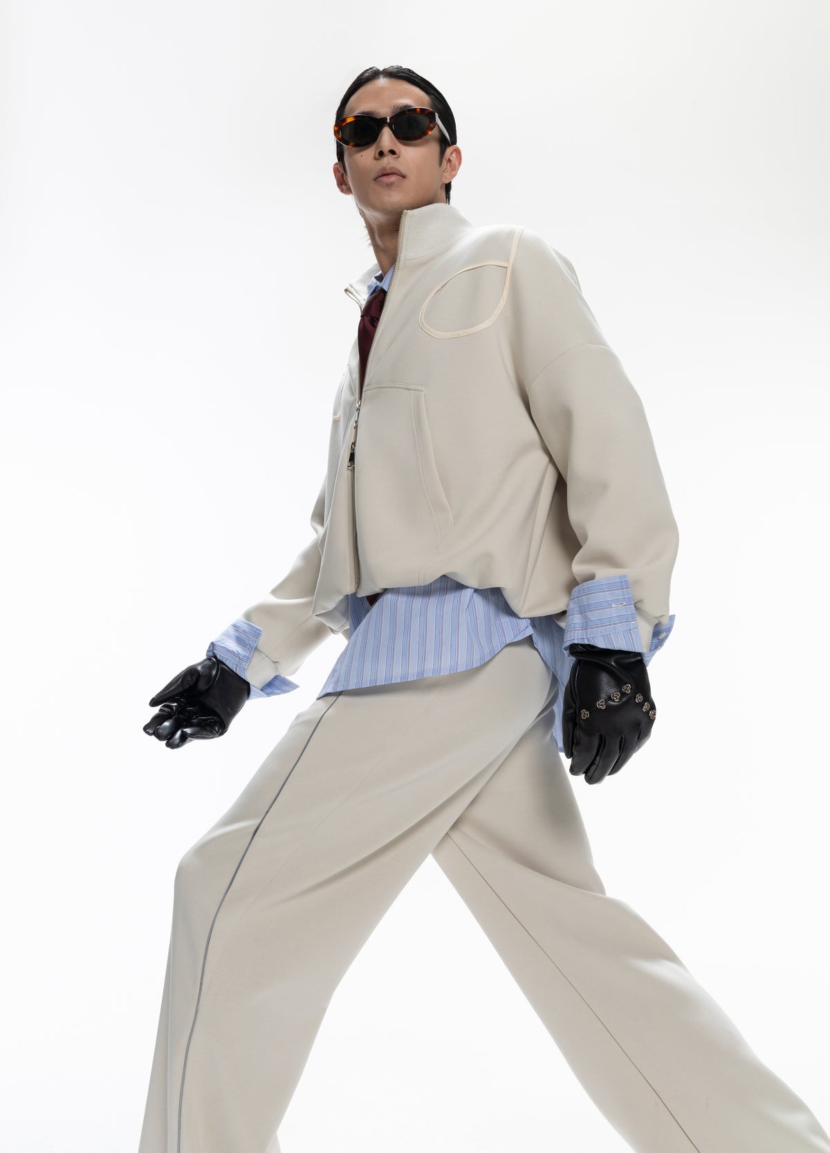 DP PLEATED CROPPED ZIP HOODIE