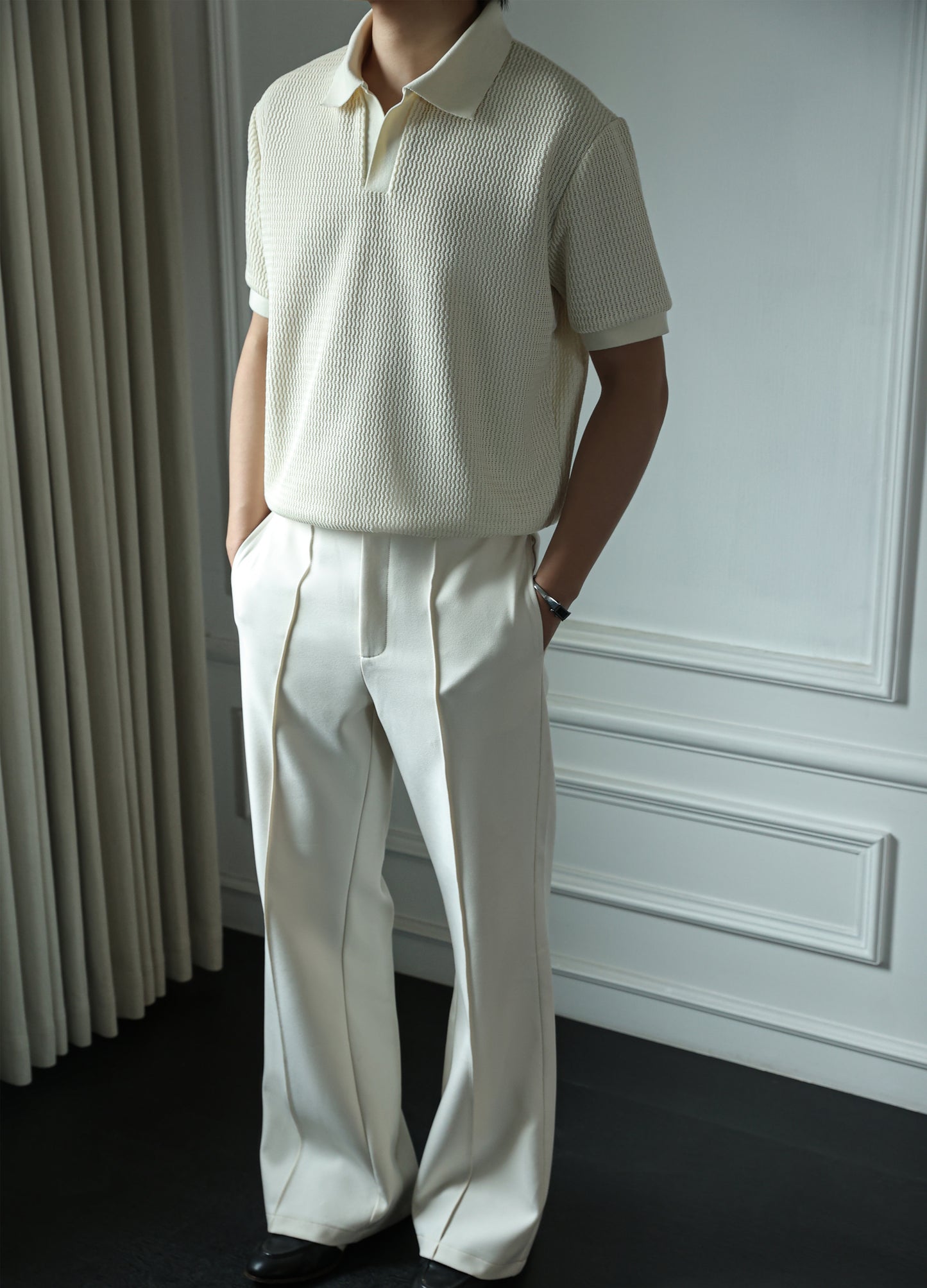 25SS JACQUARD V-NECK POLO