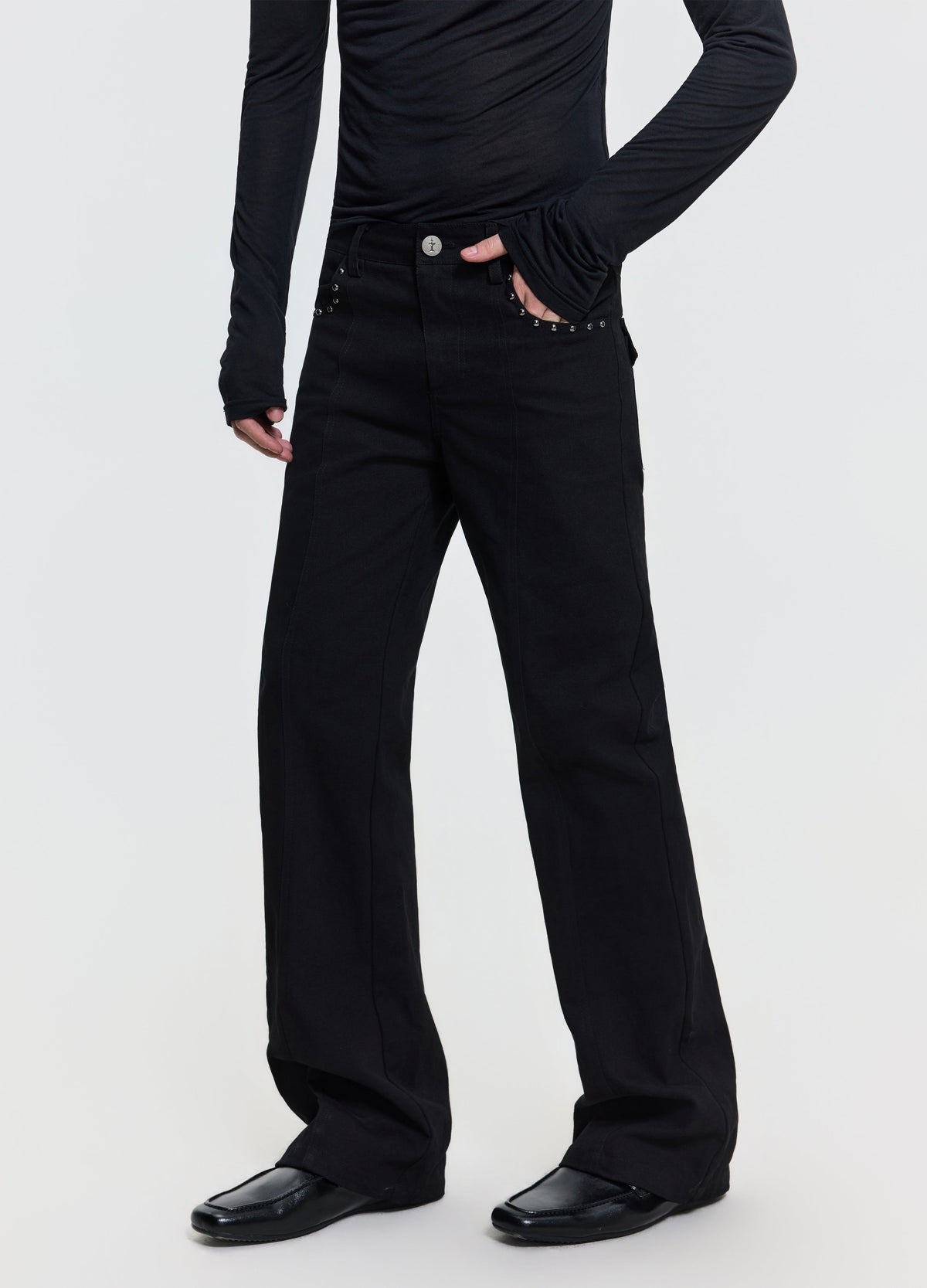 26FW STUDDED PANEL DENIM