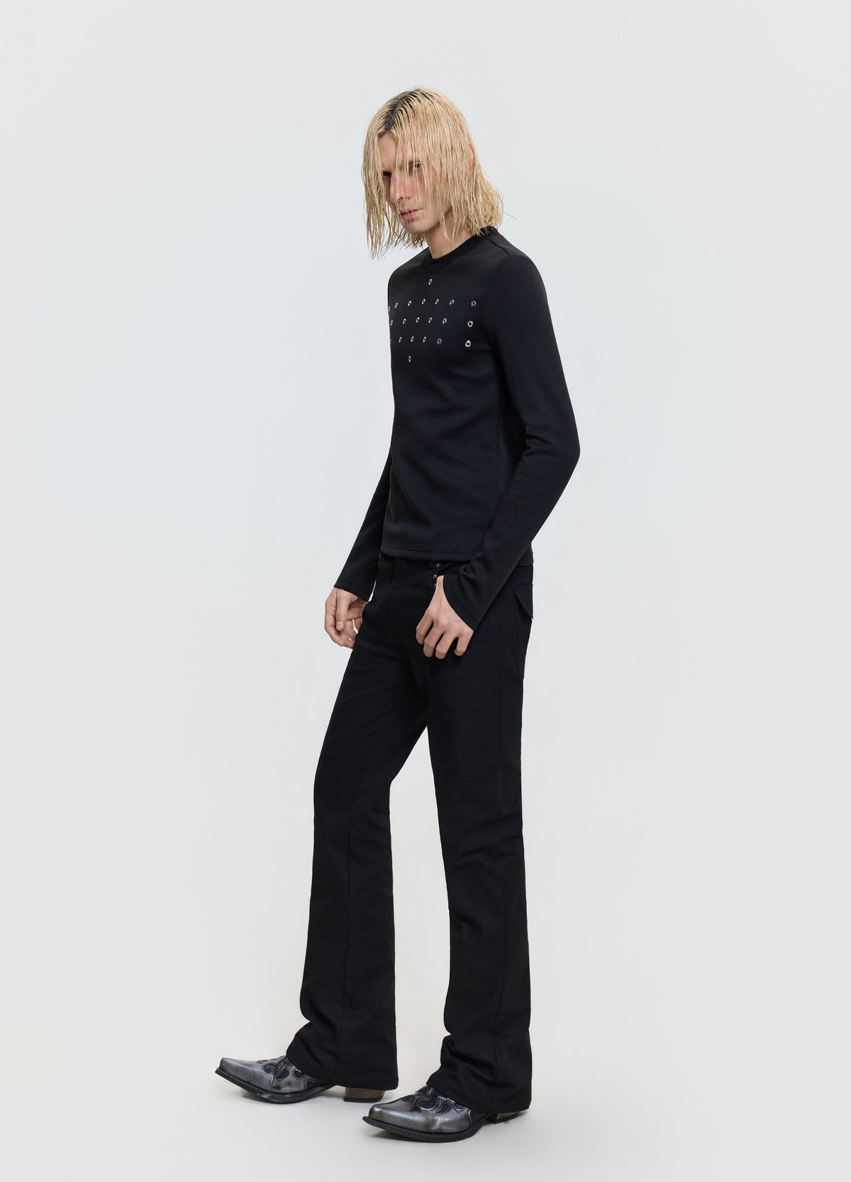 26FW EYELET CRYSTAL TEE