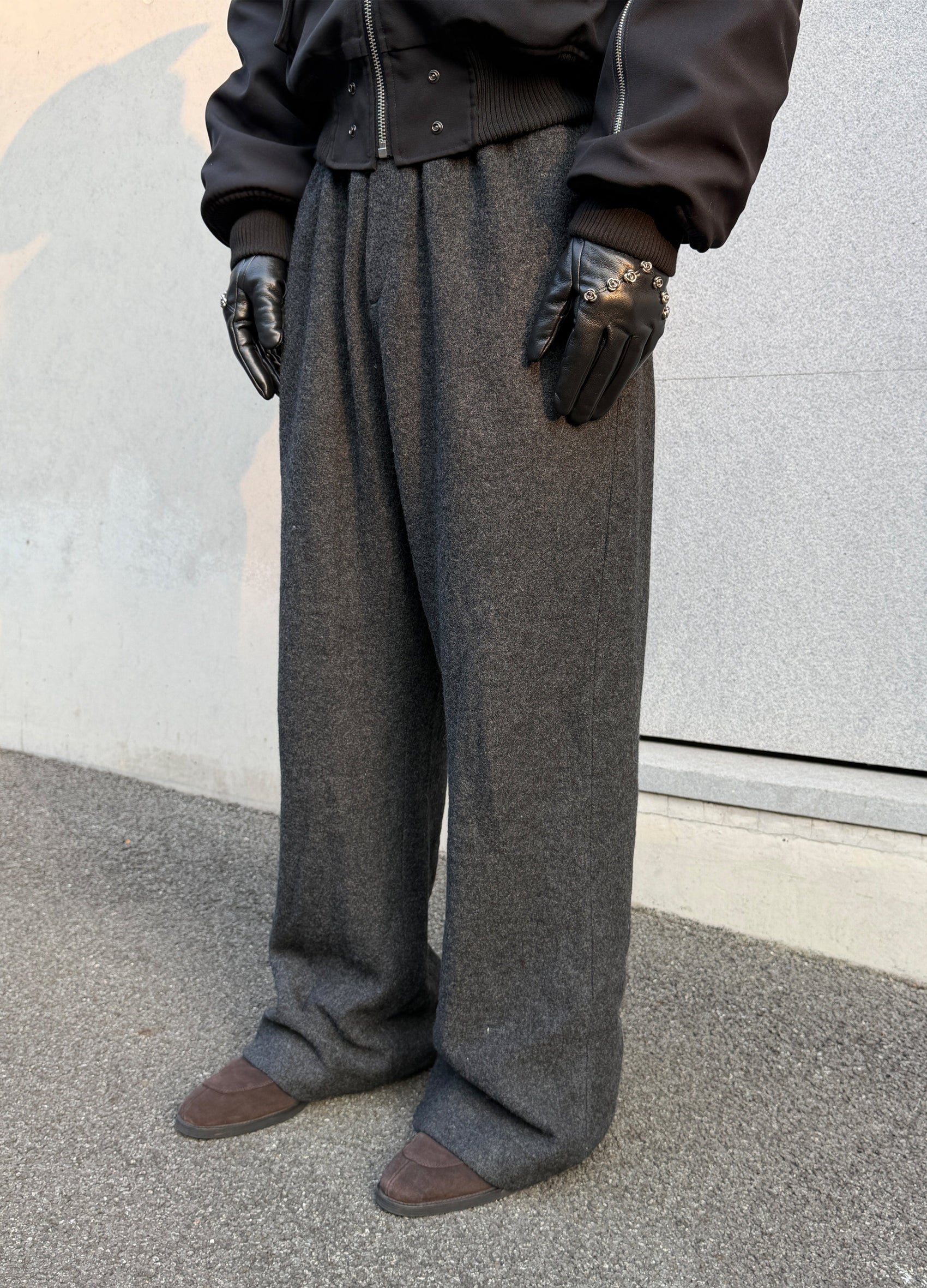 TEXTURED MERINO WOOL TROUSERS