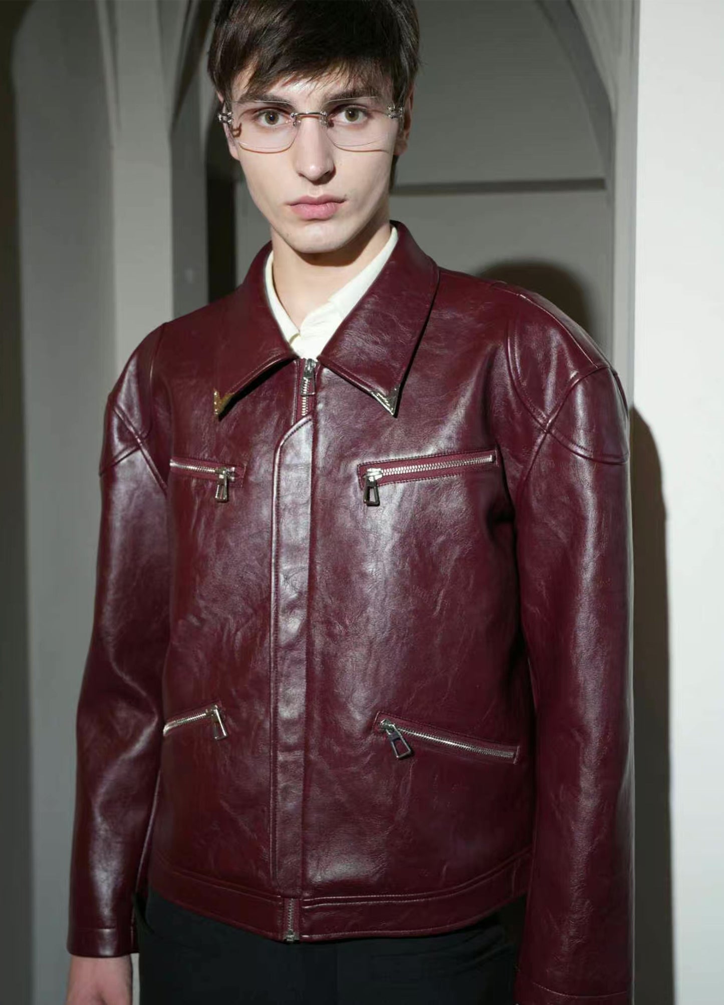 BAROQUE ZIP LEATHER JACKET