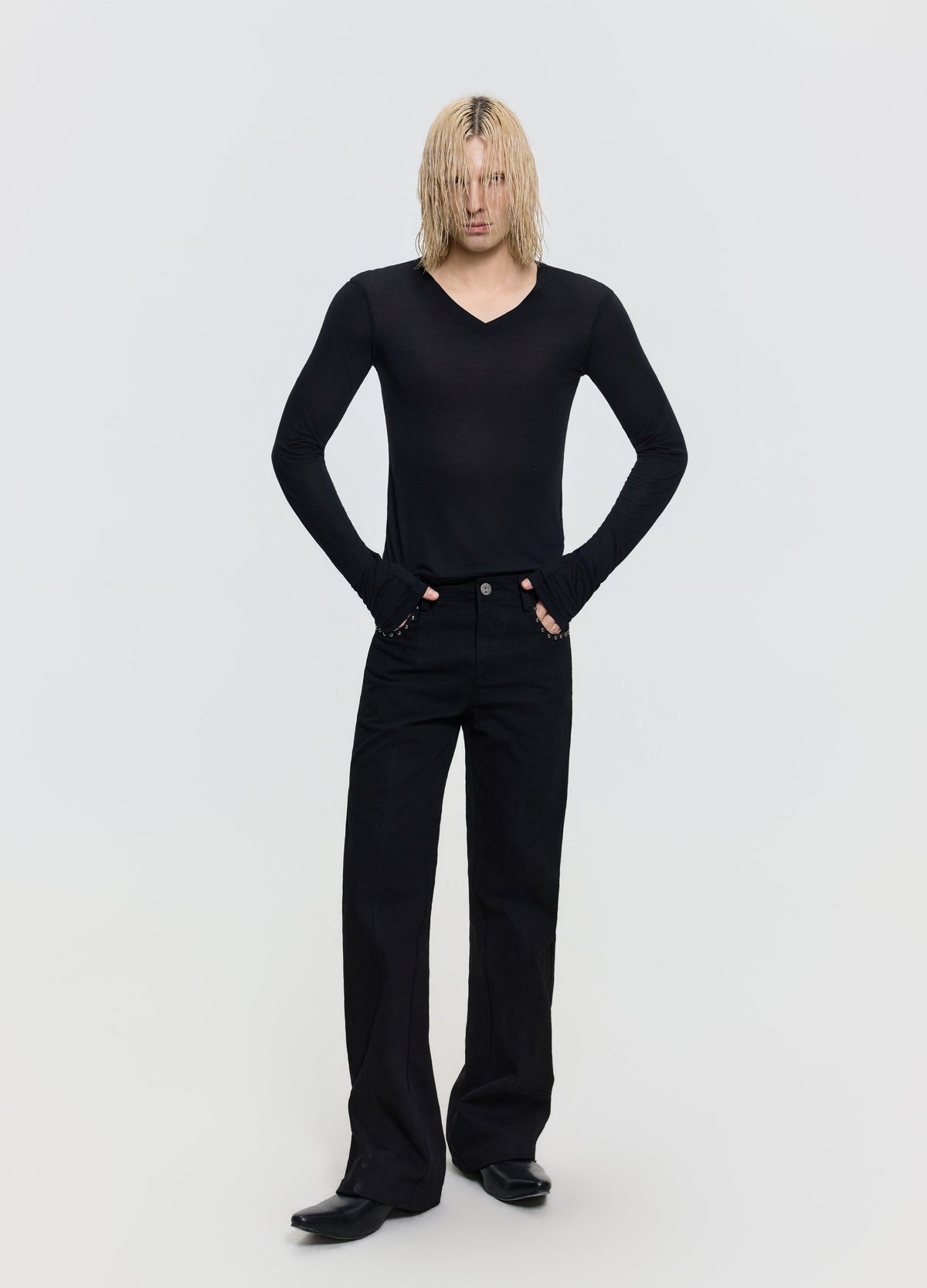 26FW STUDDED PANEL DENIM