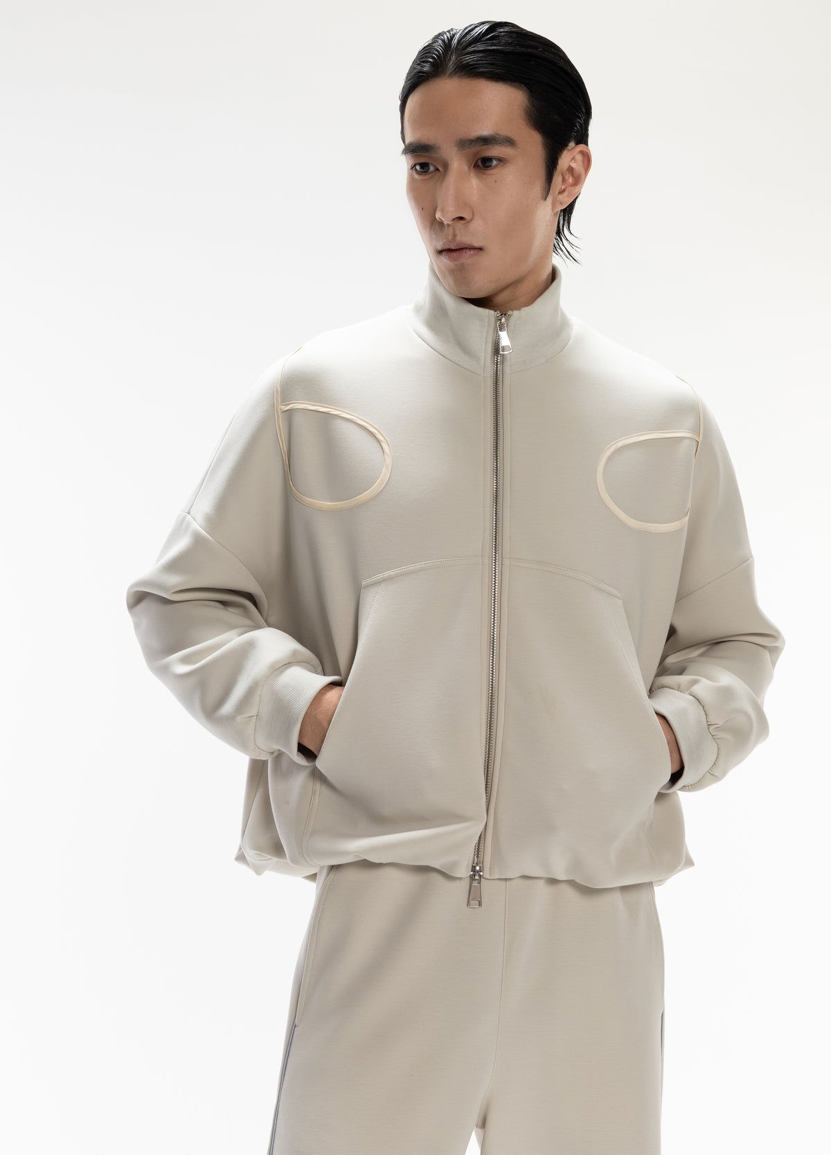 DP PLEATED CROPPED ZIP HOODIE