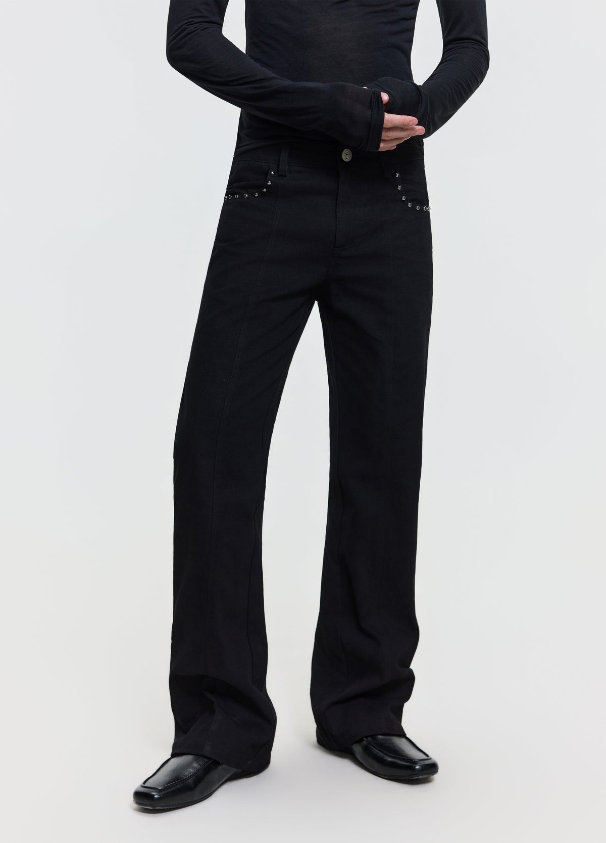 26FW STUDDED PANEL DENIM
