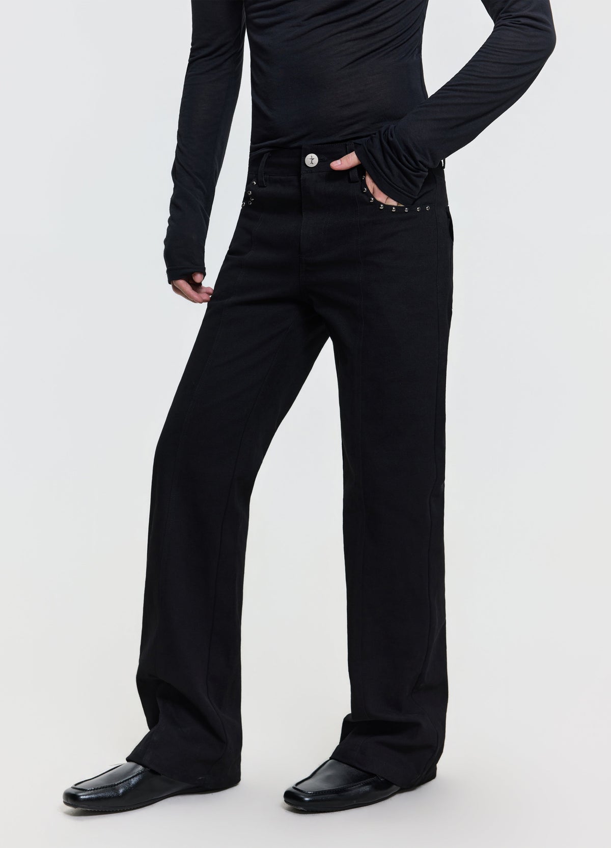 26FW STUDDED PANEL DENIM