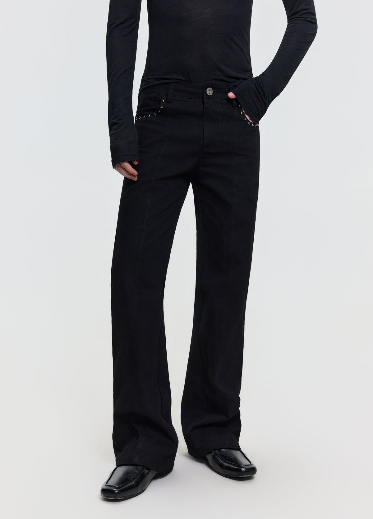 26FW STUDDED PANEL DENIM