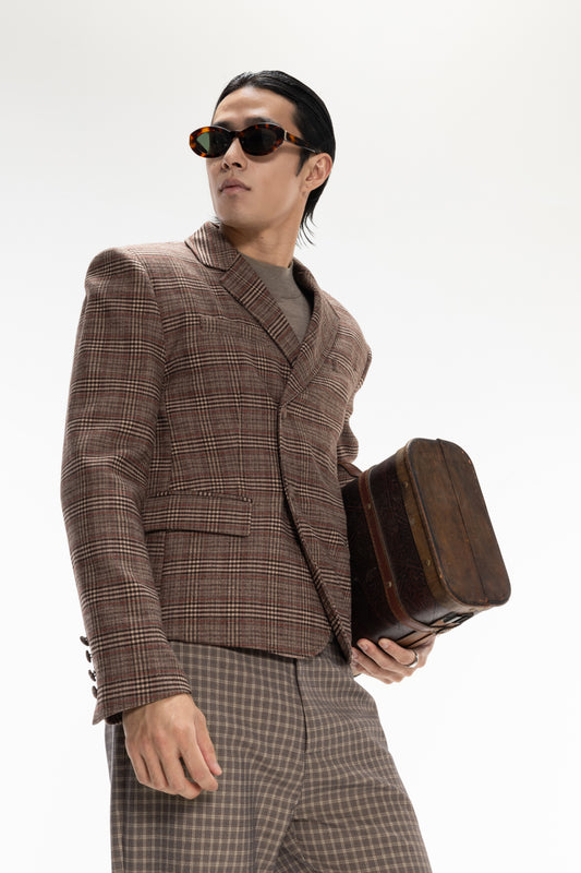DP FLARE PLAID BLAZER(Pre-sale)